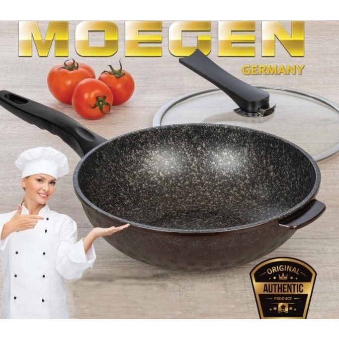 Panci Wok Pan mogen germany / Wajan Moegen 30 cm lapisan MARBLE
