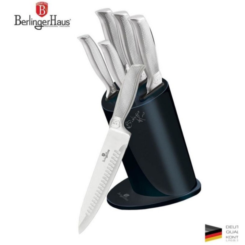 Berlinger Haus Pisau Set 6 Pcs Knife Set  With Stand Deep Blue Kikoza Pisau Daging Blaumann blauman