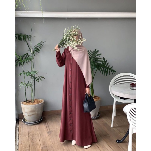 Seya dress (Burgundy L) material sahara platinum ready stock bukan PO by Azmiza official