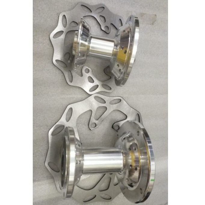 TROMOL KLX 150 , KLX DT , KLX D TRACKER  H36 1 SET PIRINGAN DEPAN BELAKANG CHROME KRUM TROMBOL