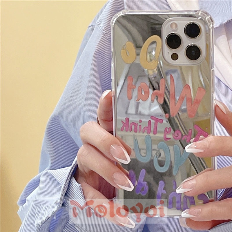 Soft Case Bahan TPU Desain Alfabet Inggris Dengan Cermin Makeup Untuk IPhone 7Plus 8Plus 12 11 13 Pro Max 7 8 11 XR X Xsmax SE 2020