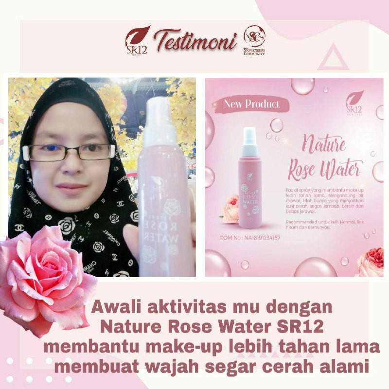 NATURE ROSE WATER SR12 / MELEMBABKAN KULIT WAJAH / MEMBANTU MAKE UP TAHAN LAMA / MENYEGARKAN KULIT