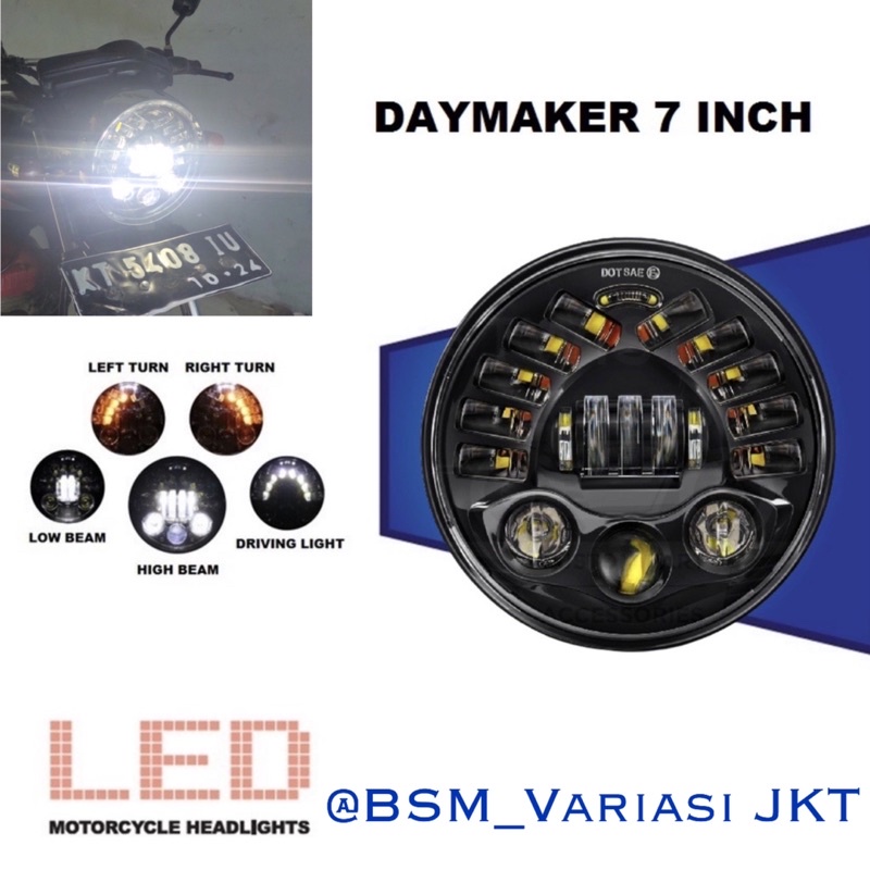 Daymaker 19 Led 7 Inch Dus Hitam Polos Import 90 Watt Ninja Megapro Tiger Scorpio King Vixion w175 TERMURAH DAN BERKUALITAS