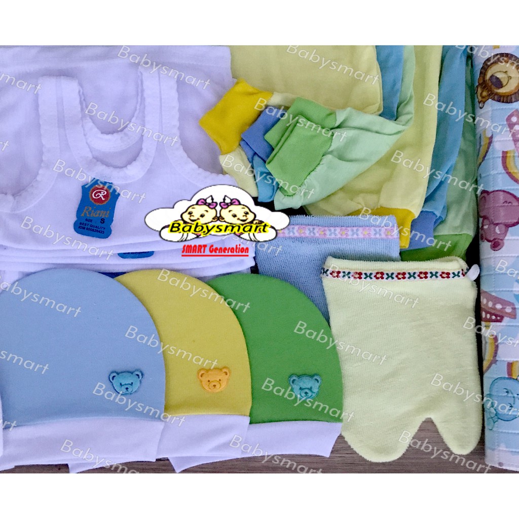 Babysmart - Paket Hemat Perlengkapan Baju Bayi Baru Lahir (New Born) Hemat PAKET POLOS WARNA ISI 6