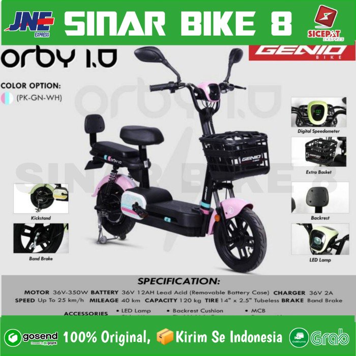 Sepeda Listrik Electric Bike GENIO ORBY 1.0 Electric Dan 2.0 E Bike 350 Watt