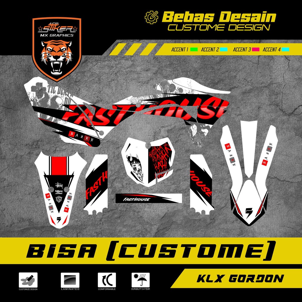 STIKER CUSTOM KLX GORDON FASTHOUSE DECAL KLX GORDON