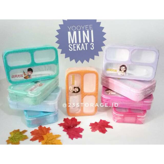 Lunchbox Yooyee Mini Sekat 3 606 / Kotak Makan yooyee mini anti tumpah