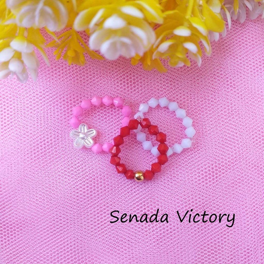 Senada Victory Cincin Anak Isi 3 Pcs Cincin Manik Anak Warna Aksesoris Wanita SC02