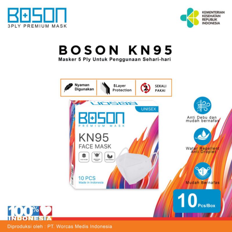 BOSON Masker KN95 Premium 5 Ply Isi 10 Pcs