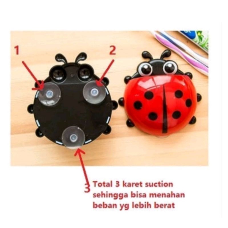 TERMURAH GROSIR Tempat Sikat Gigi Kumbang Tempat Odol Motif Kumbang Hanger Sikat Odol Ladybug Toothbrush