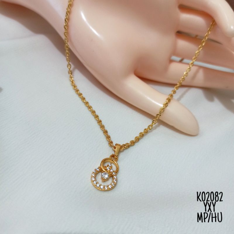 Kalung Yaxiya bulat tingkat zircon gold K02082