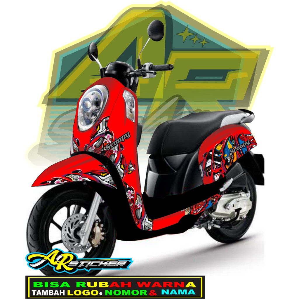 Decal scoopy Decal Scoopy full body Full Blok Decal Scopy Dekal Stiker Fi 2015 2016 2017 MERAH