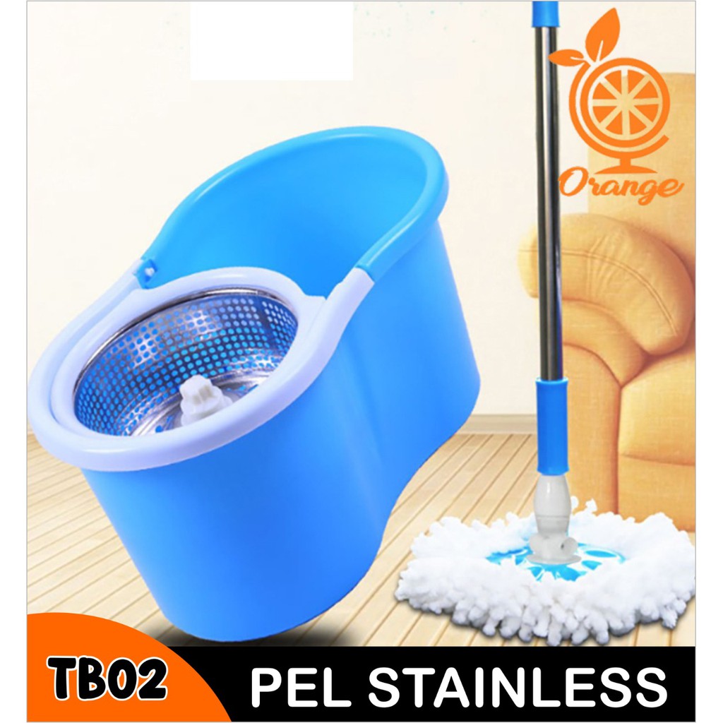 Spin Mop Alat Pel Lantai 360 Dengan Ember Pengering Stainles TB02 Multifungsi