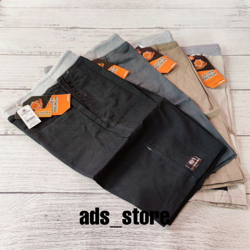 GOLDEN Celana Chino Pendek Pria Rip Pinggang Karet Premium Distro No 27-38