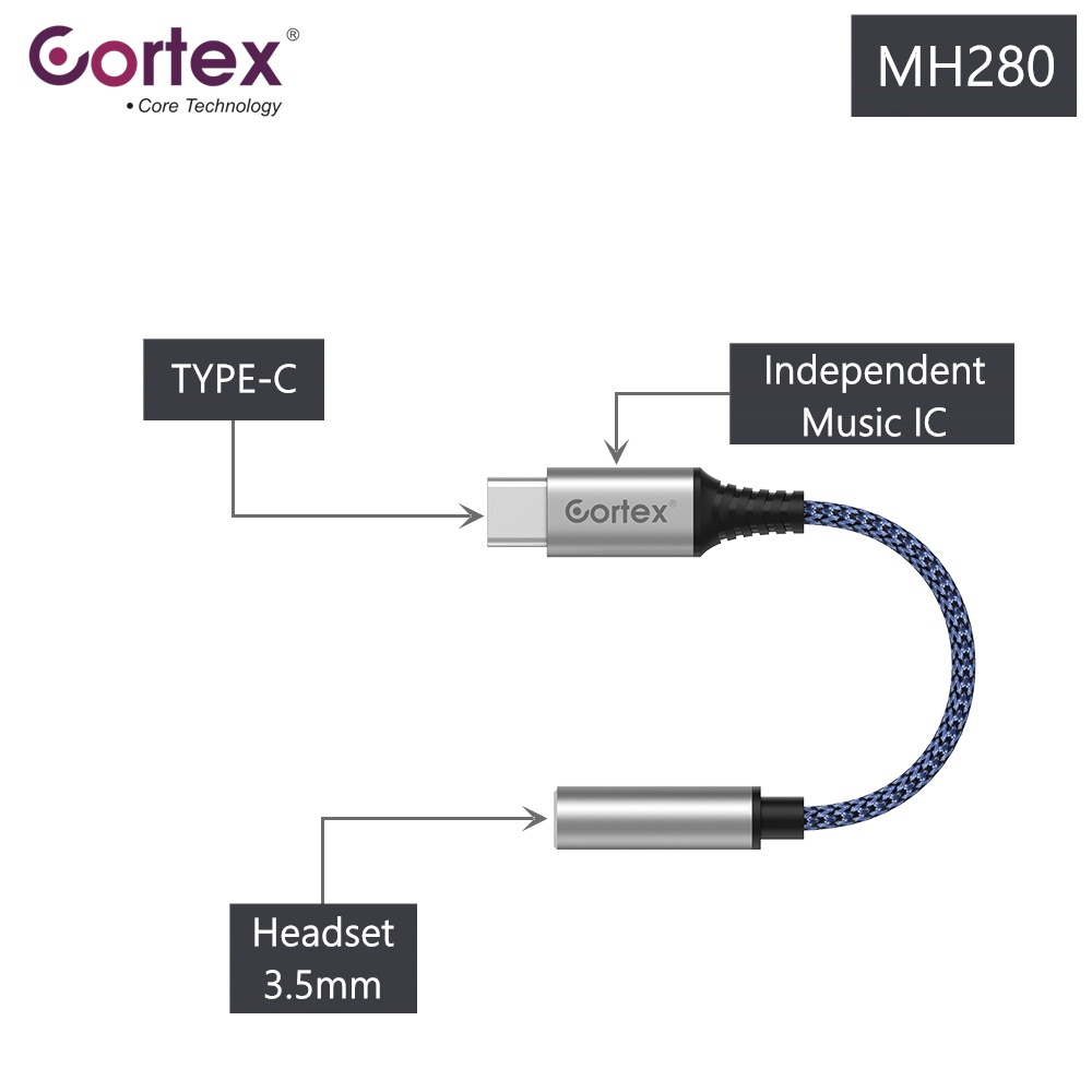 Cortex MH280 Adapter DAC Converter Splitter Tipe c to 3.5mm to Type C USB C iPad Pro Xiaomi Samsung Google