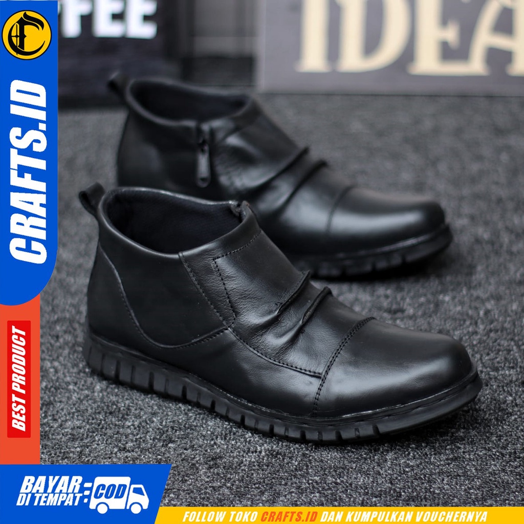 CRAFTS prompto - Sepatu Boots Formal Pantofel Kulit Asli Kerja Pria