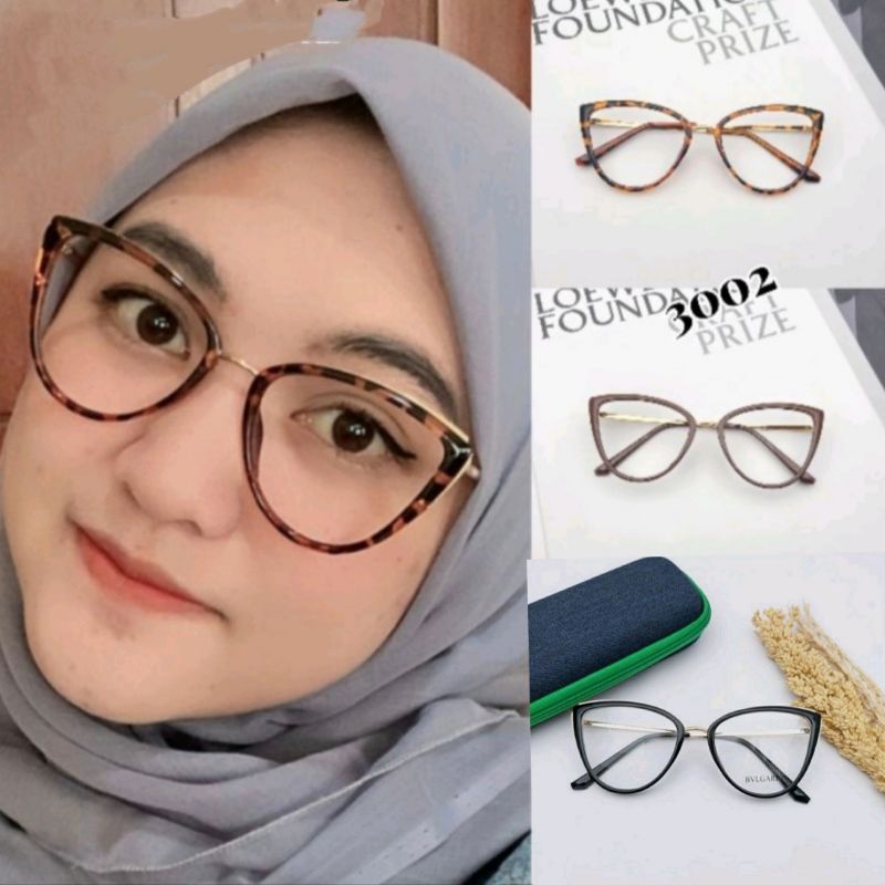 kacamata BGL wanita cat Eye minus clynder normal