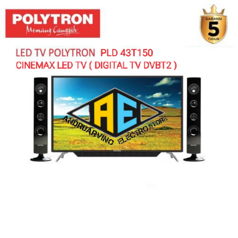 LED TV POLYTRON PLD 43T150/PLD43TV1556 43 Inch FULL HD CINEMAX LED TV PLD43T150/PLD43TV1556 FREE SPE