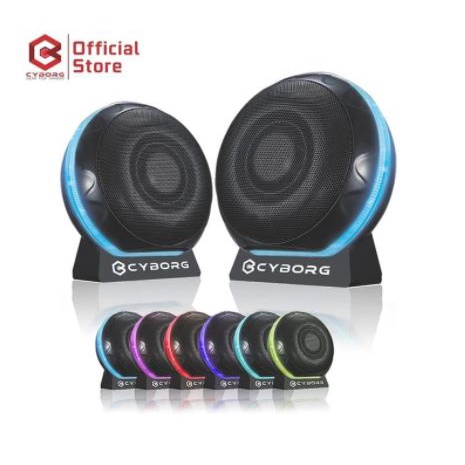 Speaker pc gaming 2.0 cyborg wired Usb 3.5mm stereo bass surround led for laptop hp ipad tab mac-book xiberia csp-209