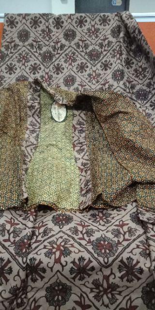 Batik Gamis Bolero Genes Exclusive Etnic Kondangan Ramadhan Motif Parang Lurik Coklat