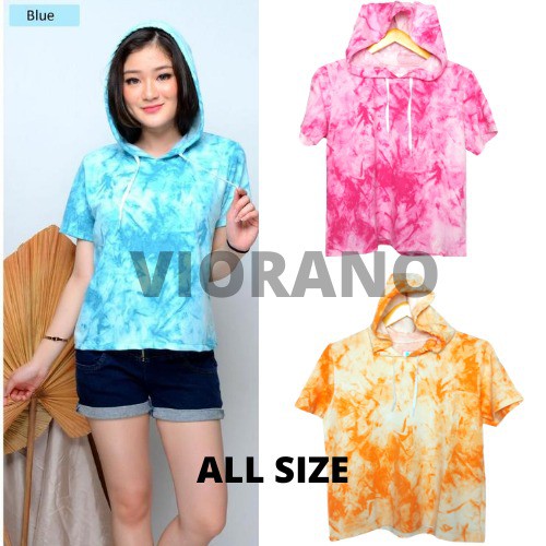 Baju Tiedie Wanita / Tie Dye T-shirt Tie die Lengan Pendek Capucon Tye Dye / Kaos Tay Day Cewek