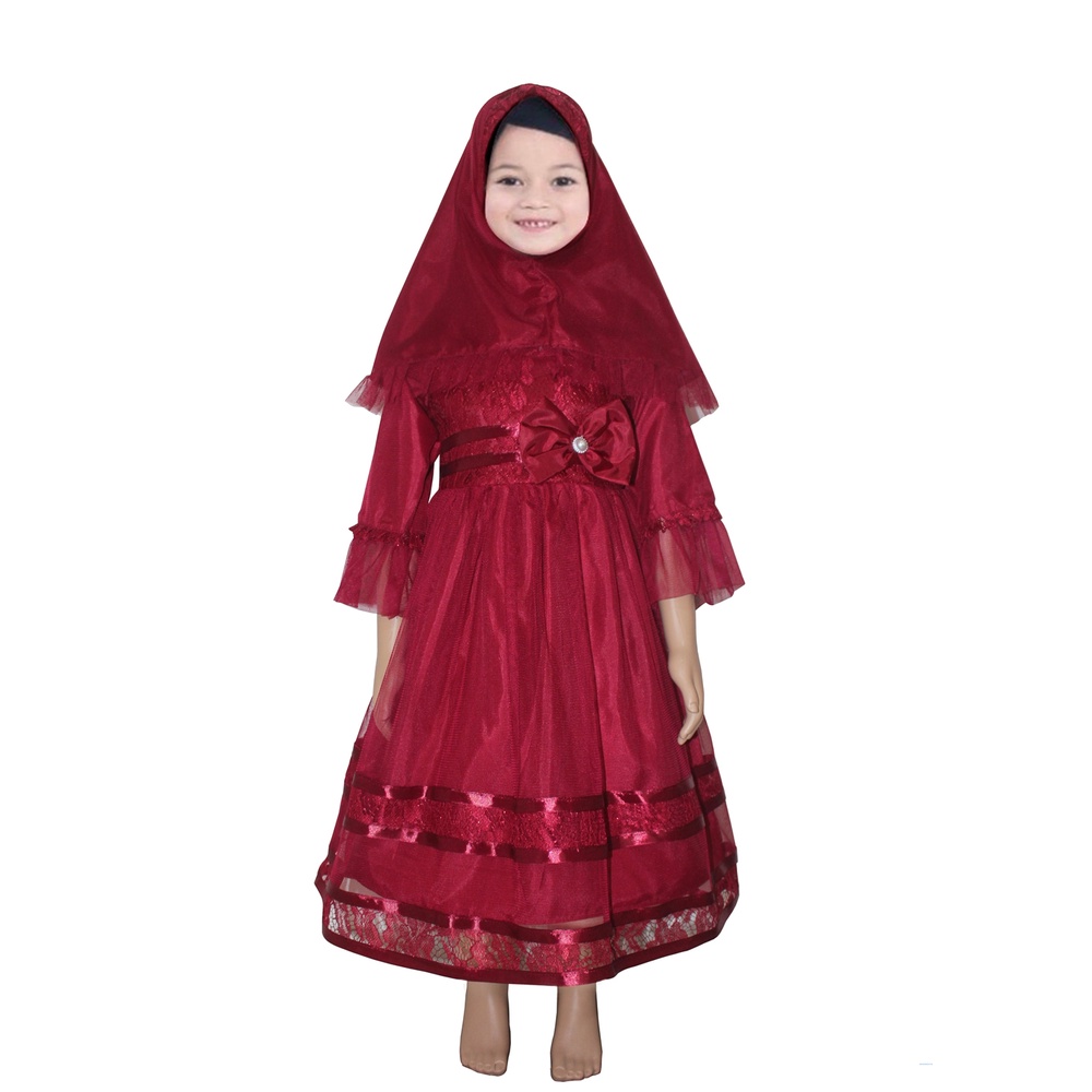 Set Hijab J477 /Gamis Syari Anak+Bergo/Setelan Hijab Asimetris Anak Murah/Maxi Dress Muslim