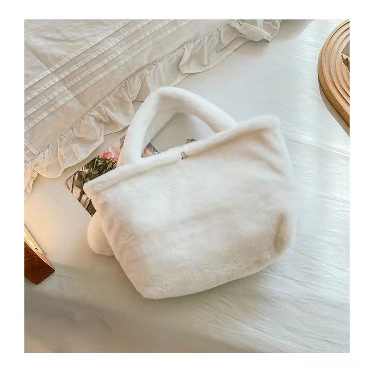 (COD) Shoulder Tote Bag Motif Boneka Kelinci Piyopiyo Tas Selempang Bahu Bahan Bulu Bludru Plush Fluffy Fur Sling Bag Rabbit Wanita