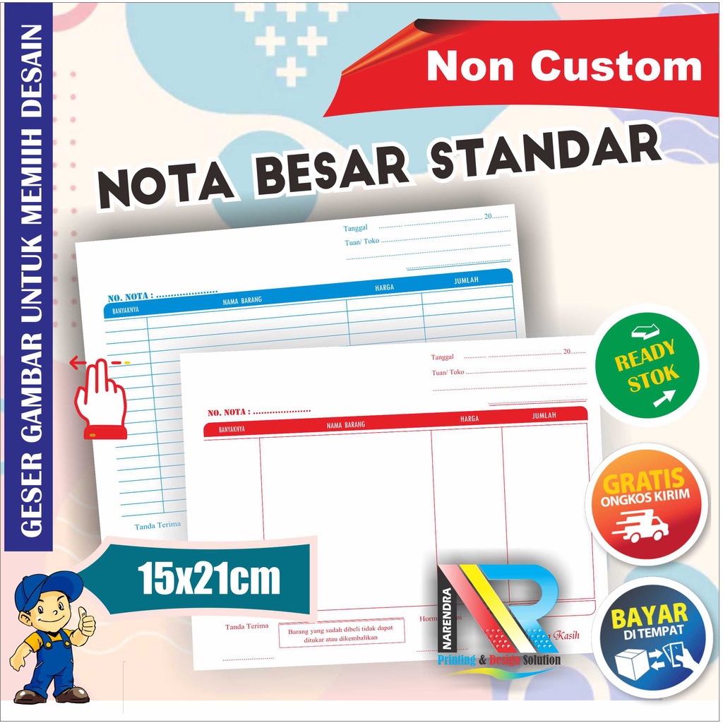 

[READY STOCK] Nota 1/2 Folio Aesthetic | Nota Kontan Toko Ukuran Besar 2 Ply
