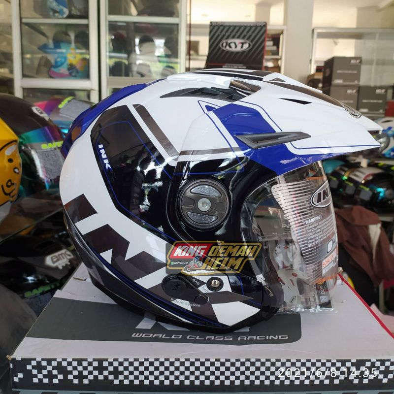 INK T1 MOTIF 2  WHAITE BLUE 2VISOR HELM INK DOUBLE VISOR