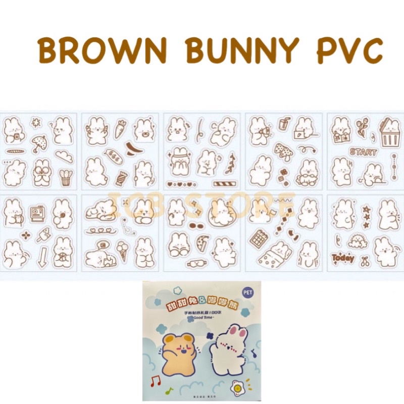 1 Lembar Stiker Aesthetic Tumblr Hp / Stiker Lucu Telado-BROWN BUNNY PVC