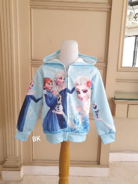 JACKET HODDIE ANAK PEREMPUAN MOTIF FROZEN ELSA ANNA / JAKET ANAK PRINCESS IMPORT