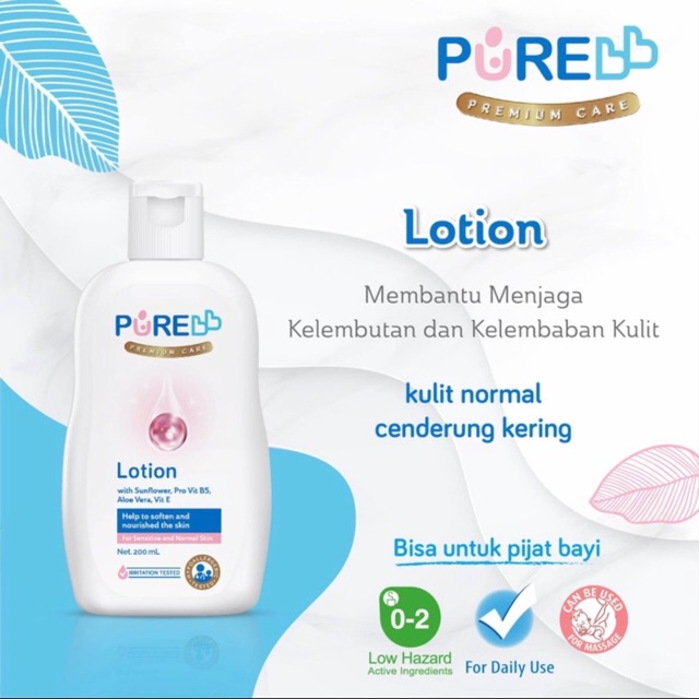 Pure BB Lotion 200 ml Lotion Baby Bayi Lembut Wangi