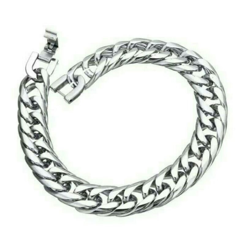 GELANG RANTAI WARNA SILVER LEBAR 6 . 8 . 10 . 12 mm
