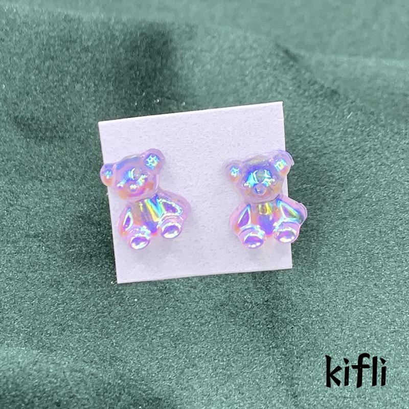 Anting Stud,Mini Bentuk Beruang Warna-Warni,Bahan Akrilik,Untuk Wanita