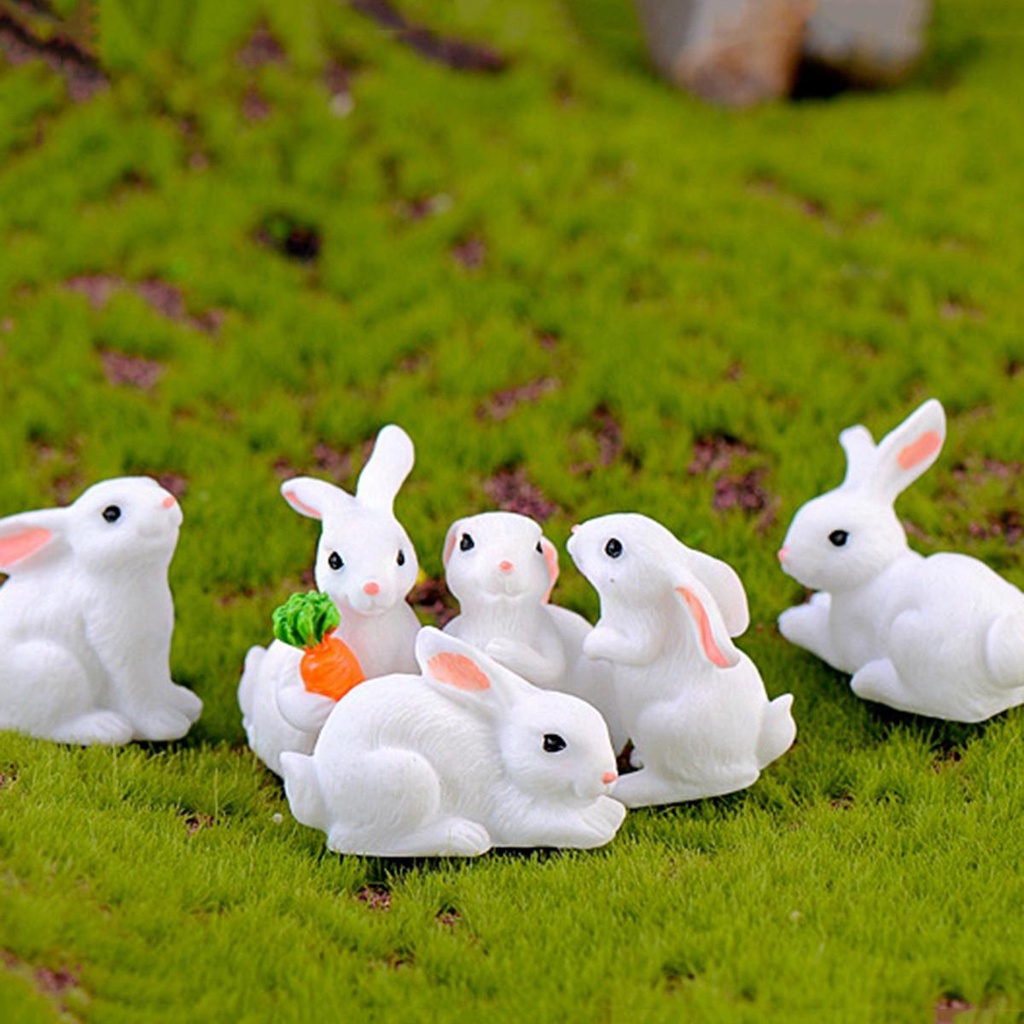 [Elegan] Ornamen Kelinci Lucu Dekorasi Rumah Bonsai Taman Peri Bunny Hare Miniatur