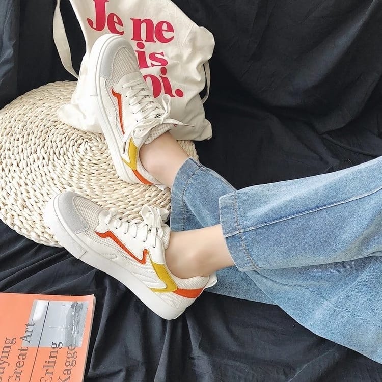 Sepatu Sneakers Cewek Casual Kets Fashion Kasual Wanita Cewek Perempuan Korea Dewasa Putih Terbaru Klasik Kekinian Premium Murah-6