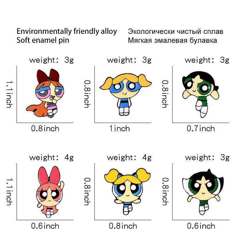 Bros Pin Desain Anime Powerpuff Girls Untuk Aksesoris Tas Ransel