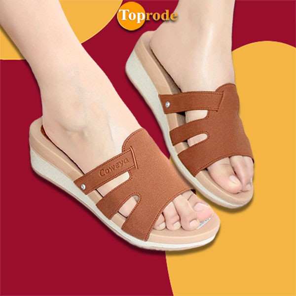 SANDAL WEDGES TALI CASUAL TERBARU MURAH SELOP SLOP SLIP SELIP TINGGI KEKINIAN CEWEK KARET WANITA TY03A