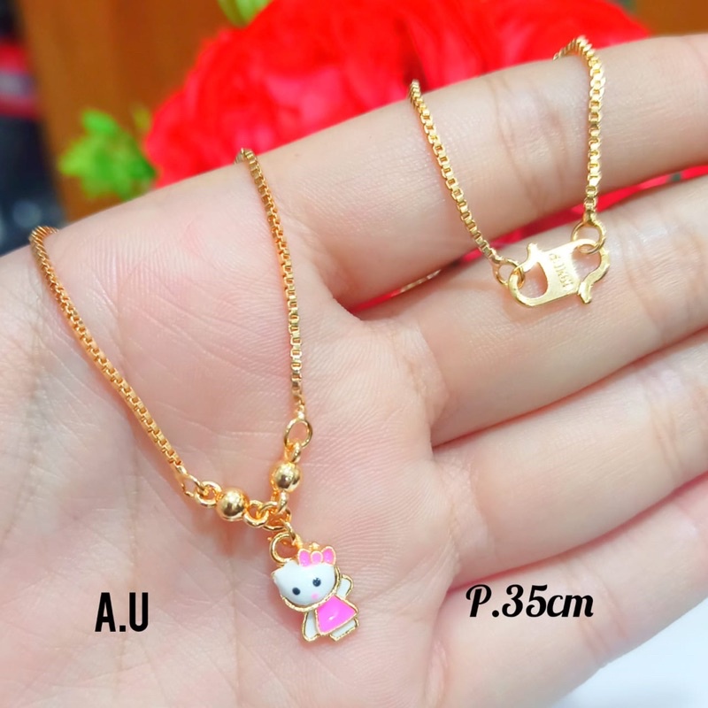 TITANIUM Kalung Xp anak karakter Hello Kity badan pink Gold/ *COD*