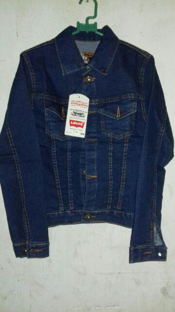  Jaket  Levis  Wanita Warna Biru Dongker Premium Bahan Halus 