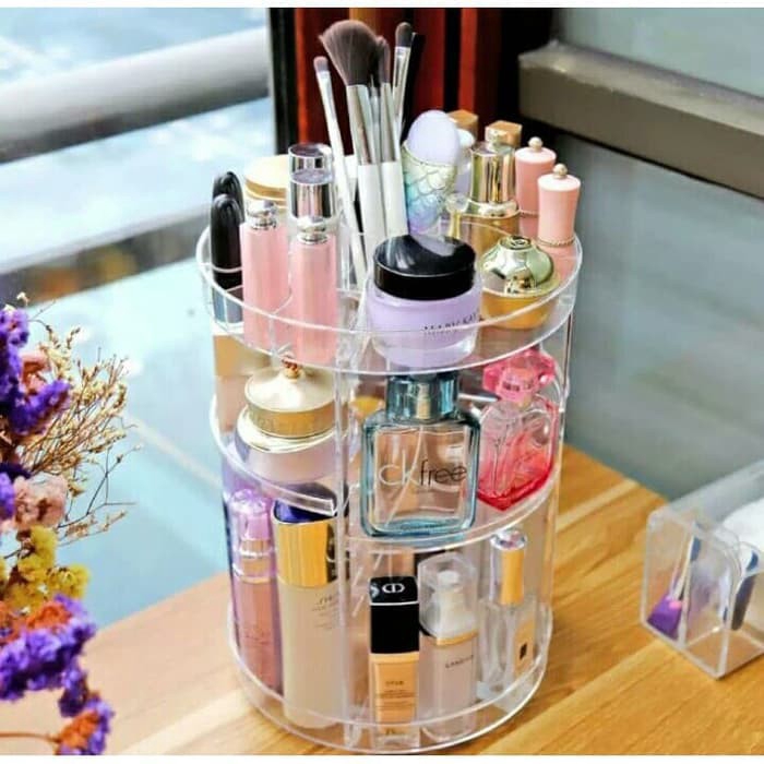 Rak Kosmetik BULAT Putar 360 Derajat - Desktop Organizer Rotate -KimikoOfficial