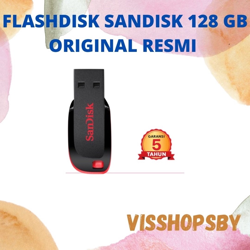 VISSHOP| FLASH DISK SANDISK 128 GB USB 2.0 ORIGINAL