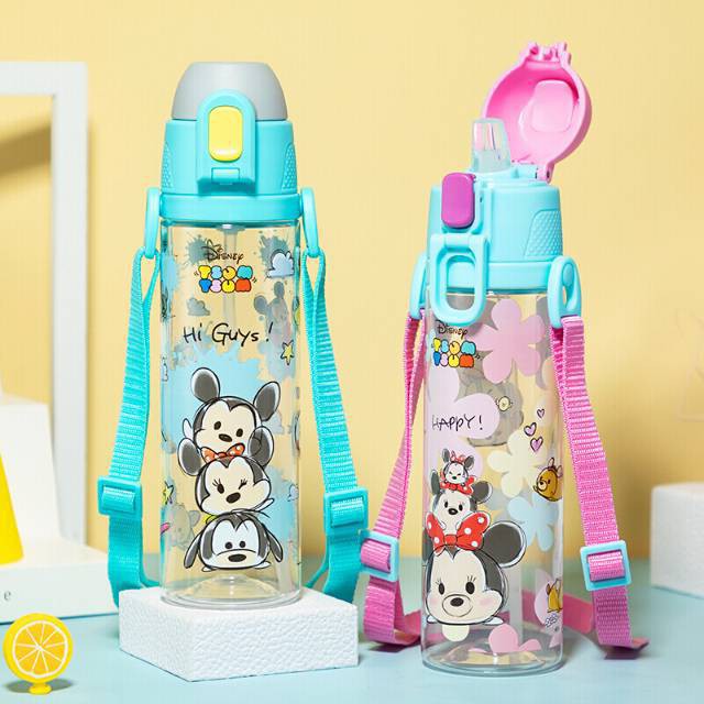 DISNEY ORIGINAL waterbottles/botol air sedotan dgn tali panjang 580ml- WD750