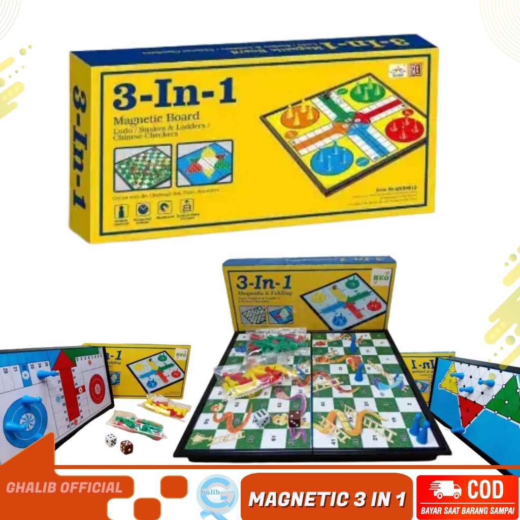 Magnetic 3IN1 Board Game Ludo ,Snakes Ladders , Chinese