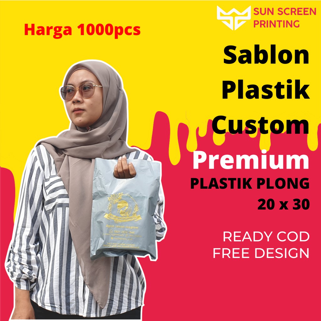 Sablon Plastik Packing Olshop Plong 20x30 Murah Free Design isi 1000pcs