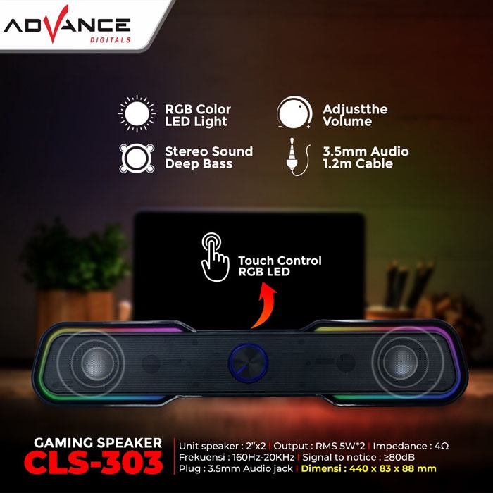 Advance CLS-303 Speaker Gaming RGB Soundbar CLS303