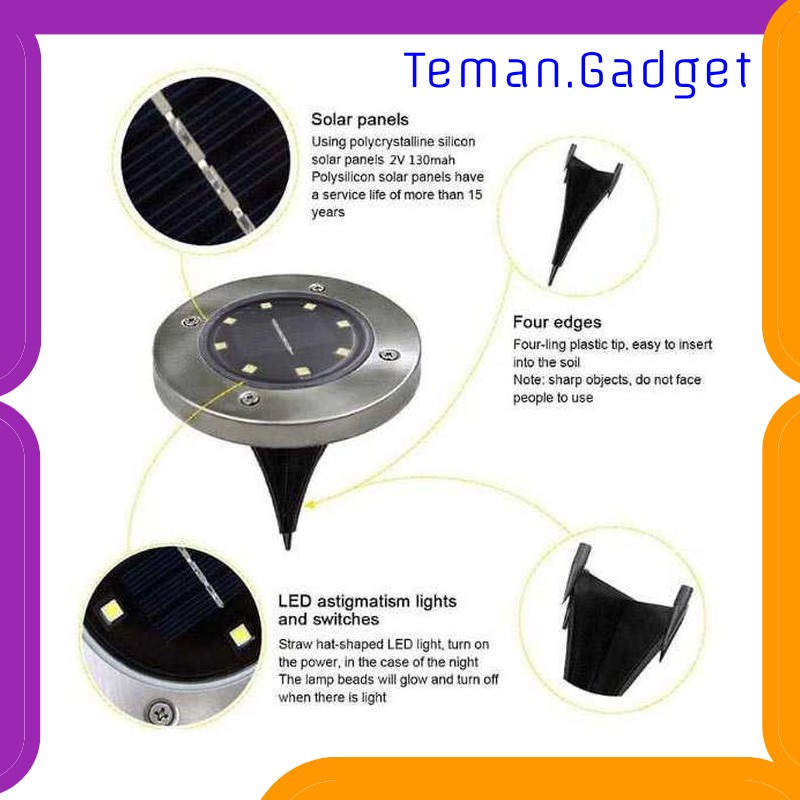 TG-DG077 TAFFLED LAMPU TANAM LED SOLAR OUTDOOR 8 LED WATERPROOF - CL-022