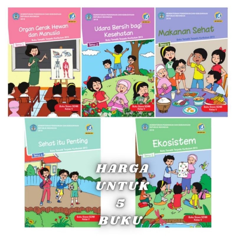 PAKET BUKU TEMATIK KELAS 5 SD TEMA 1 2 3 4 5 KURIKULUM 2013 REVISI KEMENDIKBUD