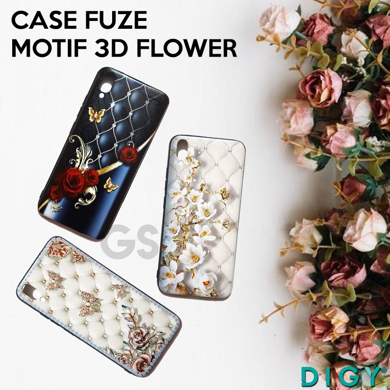 Case IPhone X XS casing hp Fuze 3D motif bunga  flower