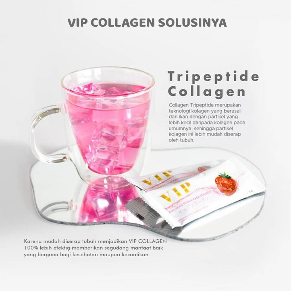 [ORI] Minuman memutihkan kulit dan menutrisi kulit | VIP Collagen Drink - Suplemen Pemutih kulit BPOM 1BOX - 20sachet